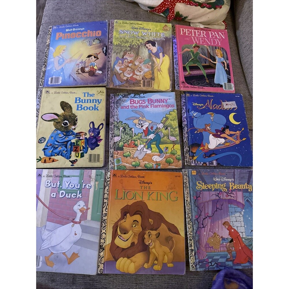 Lot of 9 A Little Golden Bookβs Inc. The Lion King, Pinocchio, Aladdin, etc.